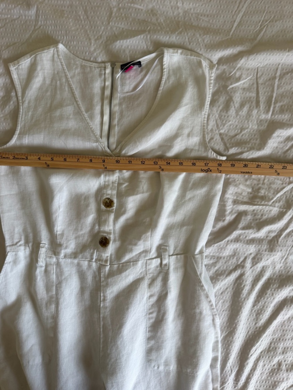 Vince Camuto 100% linen White Sleeveless One-Piece Jumpsuit - Picture 6 of 10